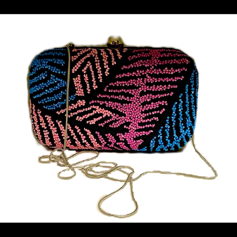 From St Xavier Palm Beaded Box Clutch